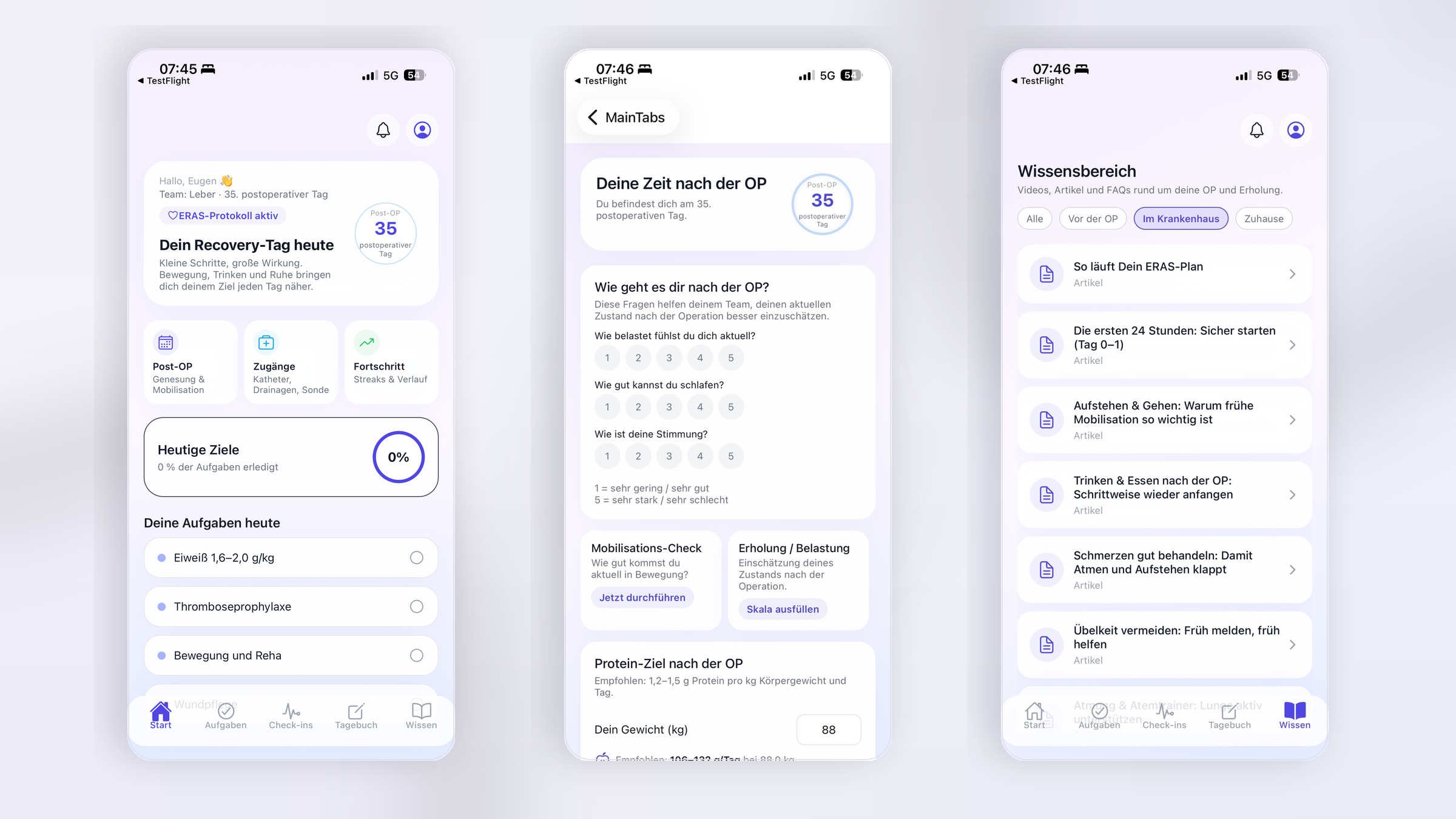 App UKE Recovery pour le suivi postopératoire